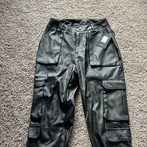 Leather cargo pants